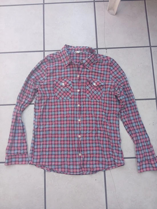 Vintage Forever 21 Red And Blue Plaid Button Down Shirt - Picture 2 of 8